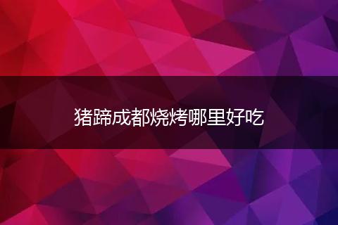 猪蹄成都烧烤哪里好吃