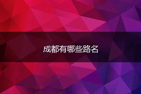 成都有哪些路名
