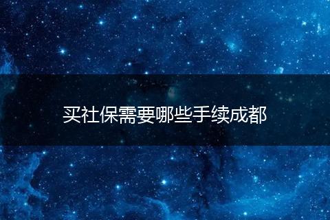 买社保需要哪些手续成都