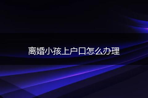 离婚小孩上户口怎么办理