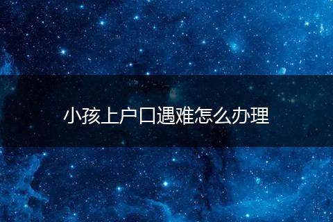 小孩上户口遇难怎么办理