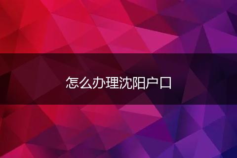 怎么办理沈阳户口