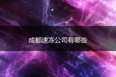 成都速冻公司有哪些