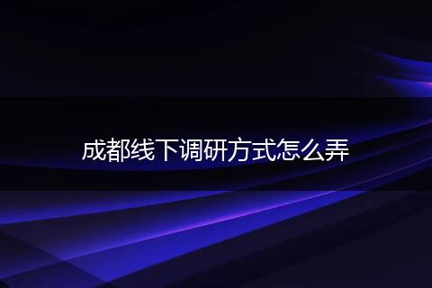 成都线下调研方式怎么弄