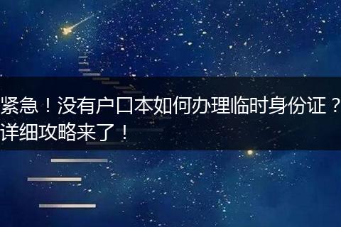 紧急！没有户口本如何办理临时身份证？详细攻略来了！