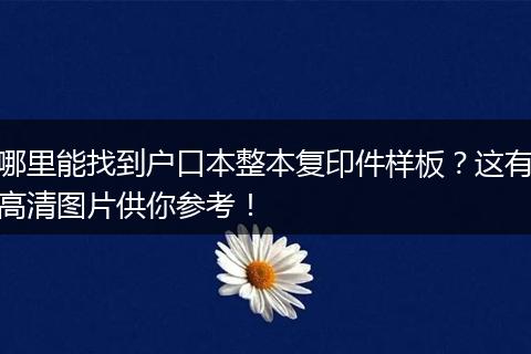 哪里能找到户口本整本复印件样板？这有高清图片供你参考！