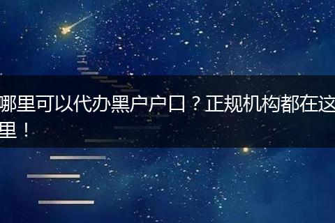 哪里可以代办黑户户口？正规机构都在这里！