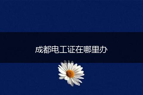 成都电工证在哪里办