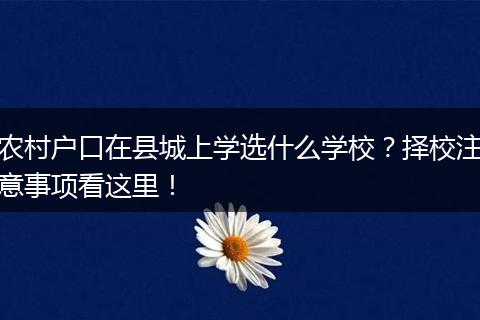 农村户口在县城上学选什么学校？择校注意事项看这里！