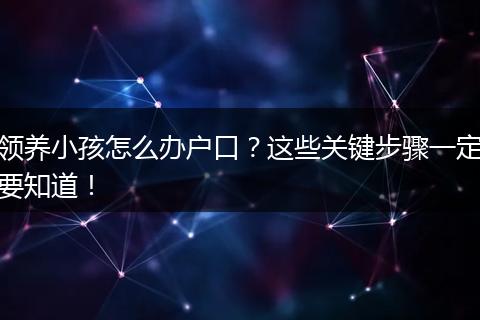 领养小孩怎么办户口?这些关键步骤一定要知道!