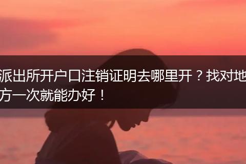 派出所开户口注销证明去哪里开？找对地方一次就能办好！