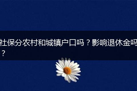 社保分农村和城镇户口吗？影响退休金吗？