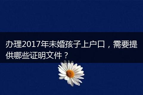 办理2017年未婚孩子上户口，需要提供哪些证明文件？