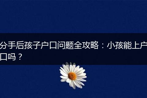 分手后孩子户口问题全攻略：小孩能上户口吗？