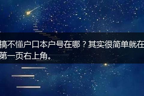搞不懂户口本户号在哪？其实很简单就在第一页右上角。