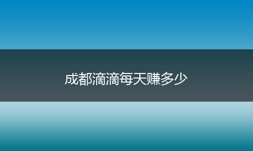 成都滴滴每天赚多少