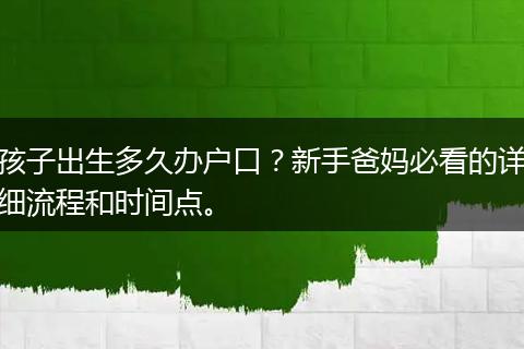 孩子出生多久办户口？新手爸妈必看的详细流程和时间点。