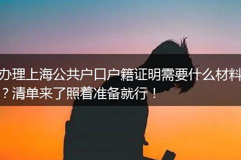 办理上海公共户口户籍证明需要什么材料？清单来了照着准备就行！