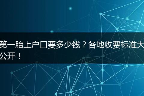 第一胎上户口要多少钱？各地收费标准大公开！