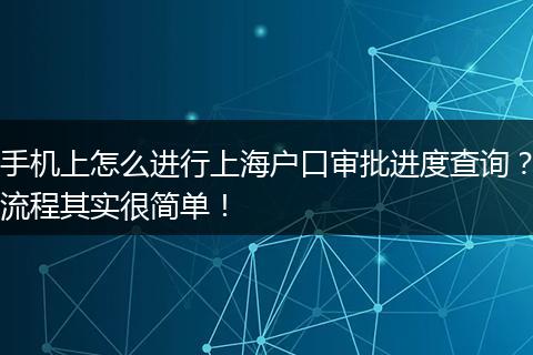 手机上怎么进行上海户口审批进度查询？流程其实很简单！