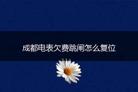 成都电表欠费跳闸怎么复位