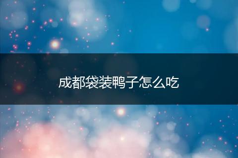 成都袋装鸭子怎么吃