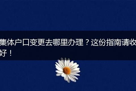 集体户口变更去哪里办理？这份指南请收好！