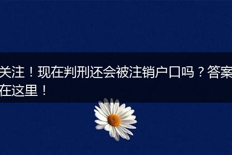 关注！现在判刑还会被注销户口吗？答案在这里！