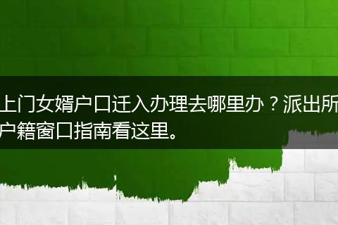 上门女婿户口迁入办理去哪里办?派出所户籍窗口指南看这里。