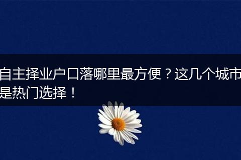 自主择业户口落哪里最方便？这几个城市是热门选择！