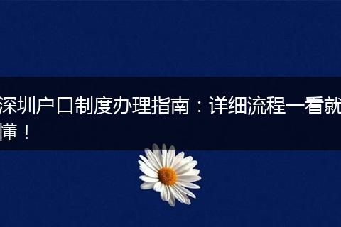 深圳户口制度办理指南：详细流程一看就懂！