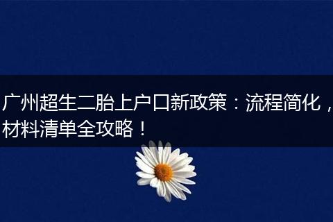 广州超生二胎上户口新政策:流程简化,材料清单全攻略!