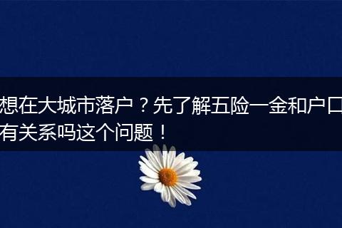 想在大城市落户?先了解五险一金和户口有关系吗这个问题!