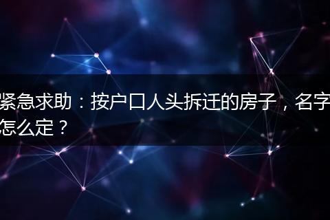 紧急求助:按户口人头拆迁的房子,名字怎么定?