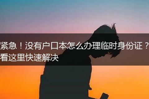 紧急!没有户口本怎么办理临时身份证?看这里快速解决