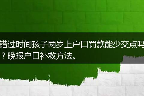 错过时间孩子两岁上户口罚款能少交点吗?晚报户口补救方法。