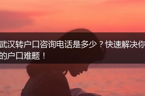 武汉转户口咨询电话是多少?快速解决你的户口难题!
