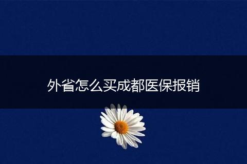 外省怎么买成都医保报销