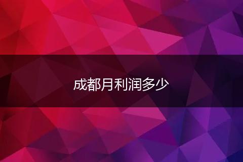 成都月利润多少