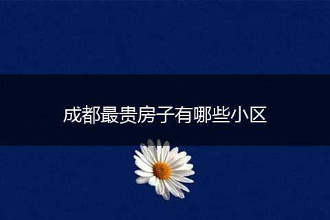 成都最贵房子有哪些小区
