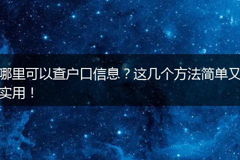 哪里可以查户口信息？这几个方法简单又实用！