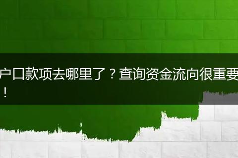 户口款项去哪里了？查询资金流向很重要！