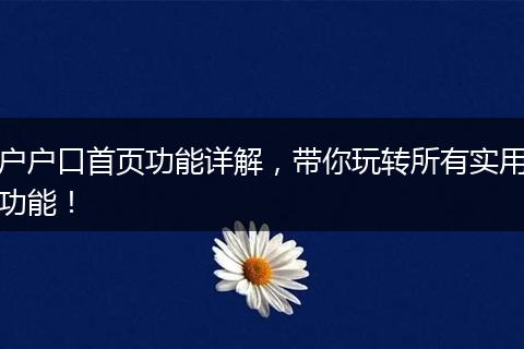 户户口首页功能详解，带你玩转所有实用功能！