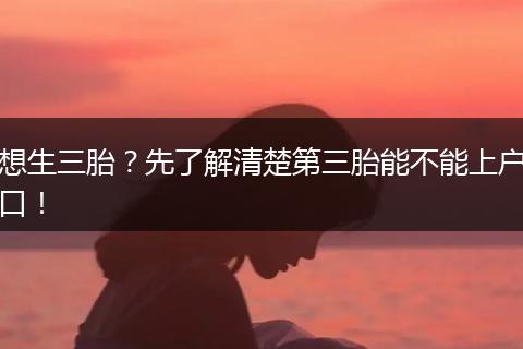 想生三胎？先了解清楚第三胎能不能上户口！