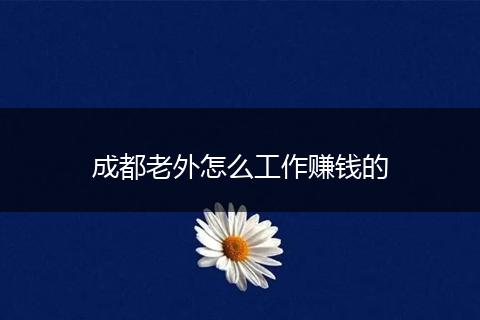成都老外怎么工作赚钱的
