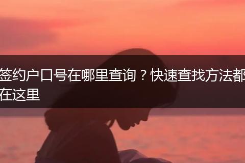 签约户口号在哪里查询?快速查找方法都在这里