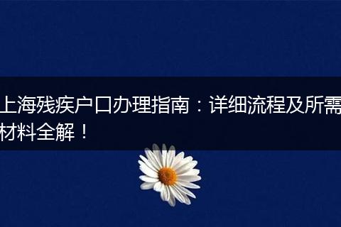 上海残疾户口办理指南：详细流程及所需材料全解！