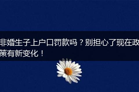 非婚生子上户口罚款吗？别担心了现在政策有新变化！