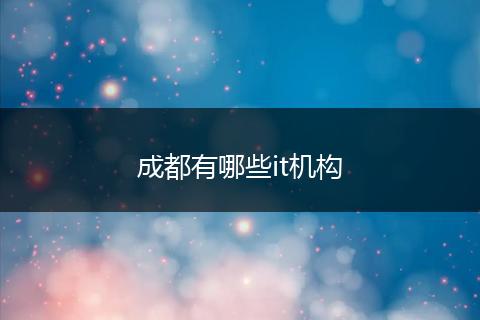 成都有哪些it机构