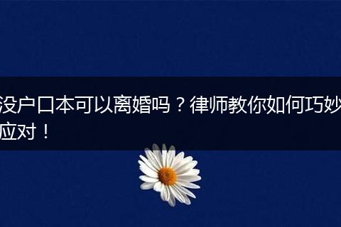 没户口本可以离婚吗?律师教你如何巧妙应对!